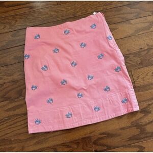 Castaway Nantucket Island Women's 0 Coral Crab Embroidered Skirt Preppy